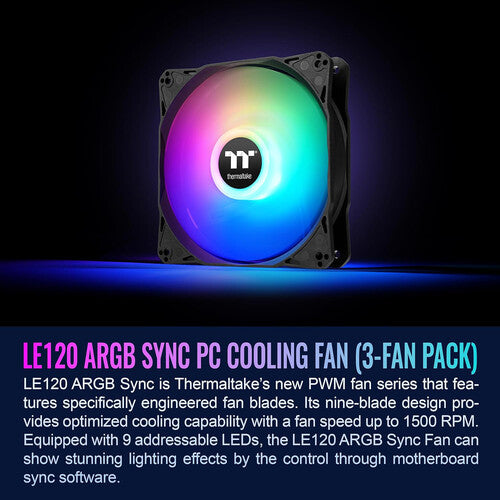 Thermaltake LE120 ARGB Ventilador para PC Pack 3 unidades negro garantía 2 años