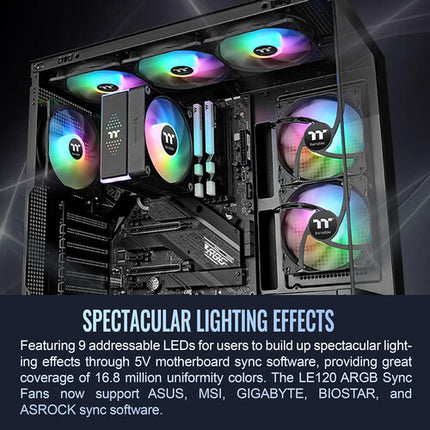 Thermaltake LE120 ARGB Ventilador para PC Pack 3 unidades negro garantía 2 años