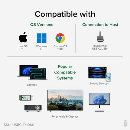 Plugable USB-C a HDMI Adaptador con Soporte 4K 30Hz Diseño Portátil