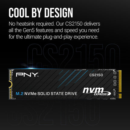 PNY 2TB CS2150 NVMe PCIe 5.0 M.2 SSD Interna 10300 MB/s 8600 MB/s 5 Años