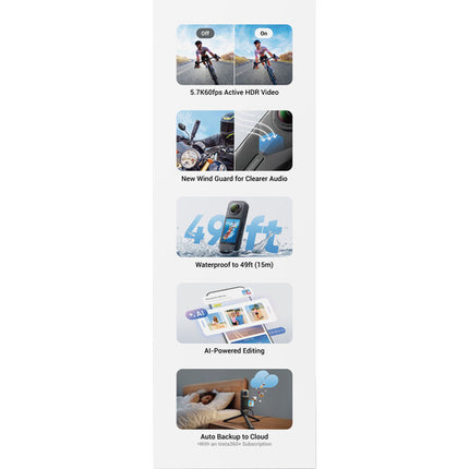 Insta360 X5 Cámara de Acción 360 Bundle Esencial 8K30 49m Impermeable