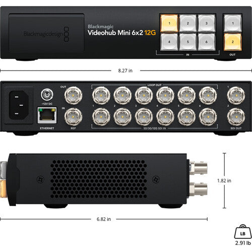Blackmagic Design Videohub Mini 6x2 Router de Video 6 Entradas 2 Salidas 12G SDI