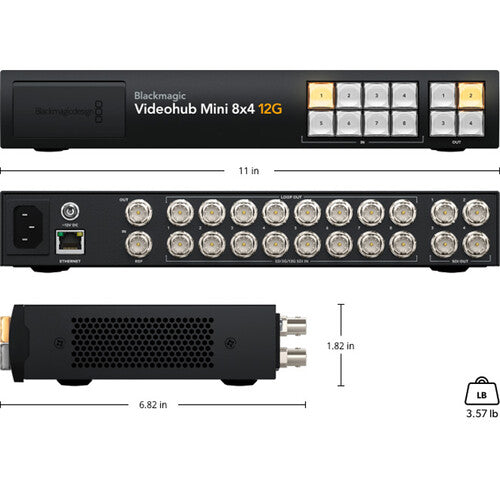 Blackmagic Design Videohub Mini 8x4 Router 8 Entradas 4 Salidas 12G-SDI
