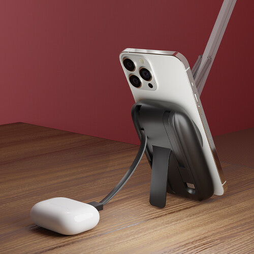 POM GEAR MAG Power+ Power Bank 5000mAh con cable USB-C integrado y anillo adhesivo