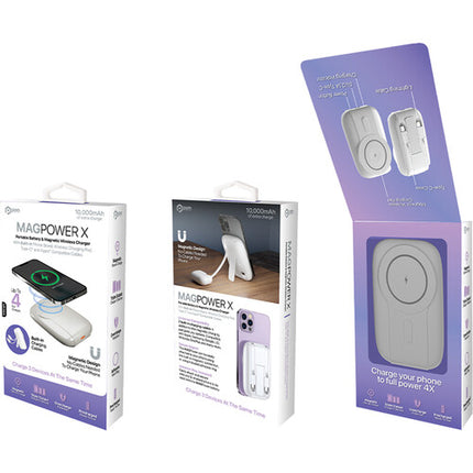 POM GEAR MAG Power X Power Bank 10000mAh con cable USB-C y anillo adhesivo