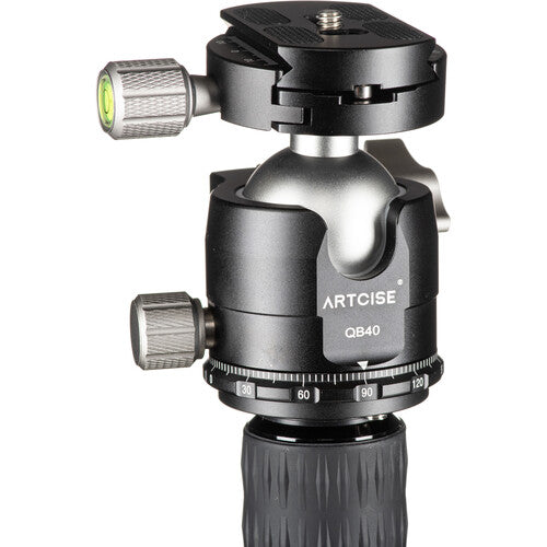 ARTCISE CS60C Trípode de Fibra de Carbono para Cámara 44 lb 66.9" con Cabezal Bajo y Accesorios