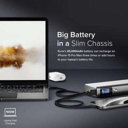 ALOGIC Ruck Power Bank batería 20000mAh carga USB 130W con altavoces y pantalla
