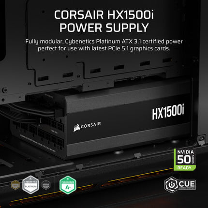 CORSAIR HX1500i Fuente de Poder Modular 1500W 80 PLUS Platinum 140mm Ventilador