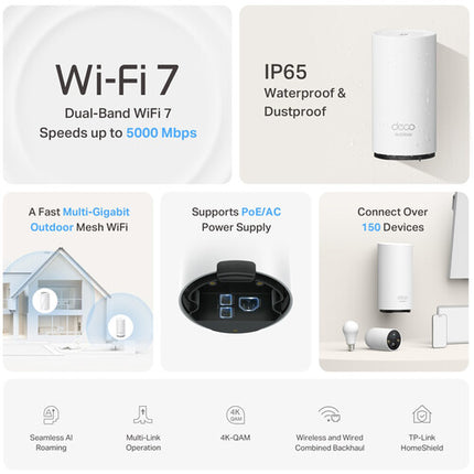 TP-Link Deco BE25 Outdoor Router Wifi 7 Dual Banda 5012 Mb/s 2800 m²