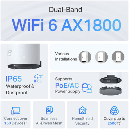 TP-Link Deco X20-Outdoor AX1800 Módulo Wi-Fi Mesh Dual Banda Gigabit PoE
