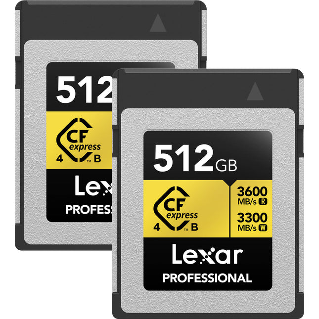 Lexar 512GB Professional GOLD CFexpress 4.0 Tipo B Tarjeta de Memoria 2-Pack 3600MB/s Velocidad de Lectura