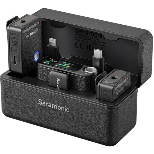 Saramonic Ultra Sistema Micrófonos Lavalier Inalámbricos Digitales 984' Alcance Negra