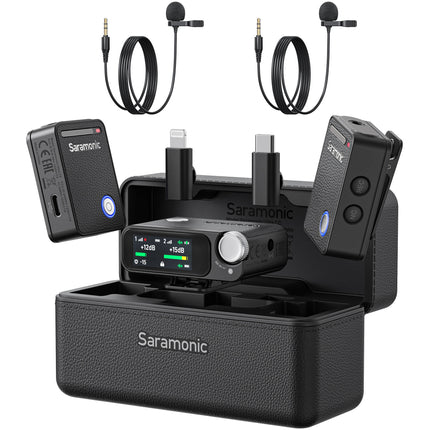Saramonic Ultra Sistema Micrófonos Lavalier Inalámbricos Digitales 984' Alcance Negra