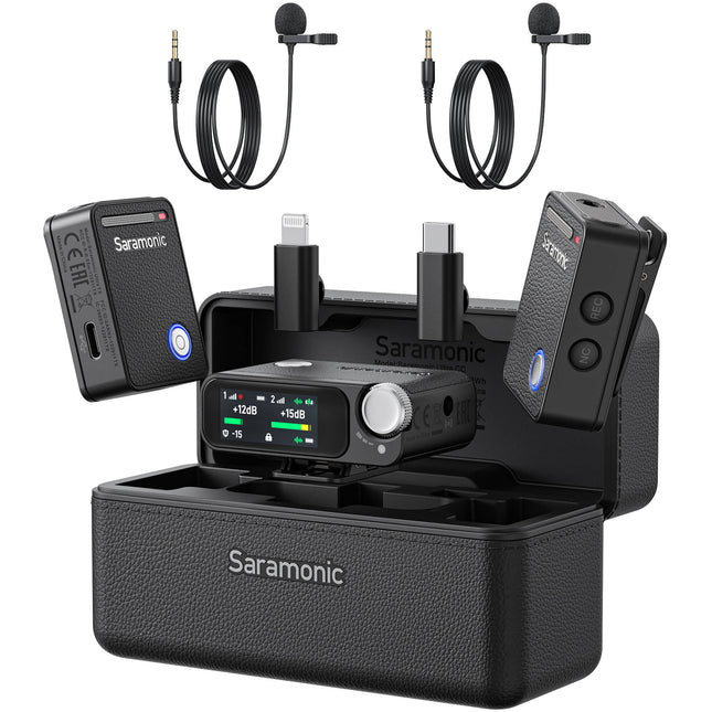 Saramonic Ultra Sistema Micrófonos Lavalier Inalámbricos Digitales 984' Alcance Negra