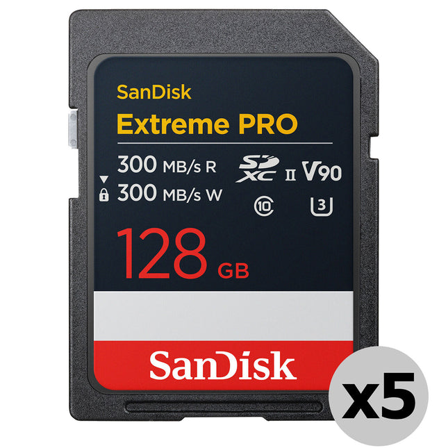 SanDisk 128GB Extreme PRO Tarjeta de Memoria SDXC UHS-II 300 MB/s 5 Pack