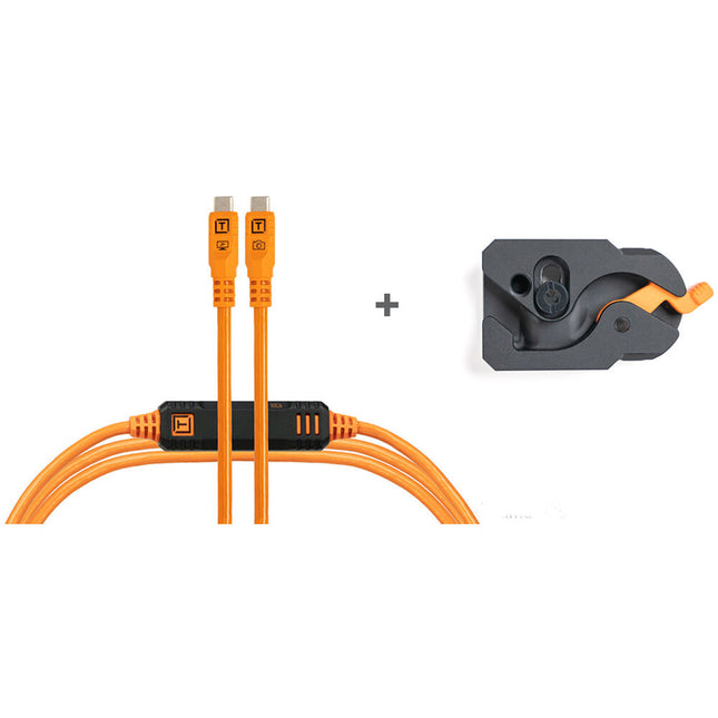 Tether Tools LeverLock Optima Kit de Cable USB-C 15 pies Alta Visibilidad Naranja