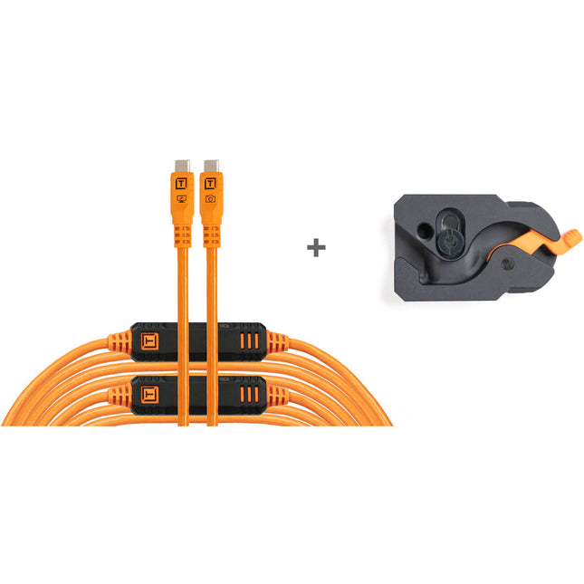 Tether Tools LeverLock Kit de Cable USB-C 31 pies Alta Visibilidad Naranja