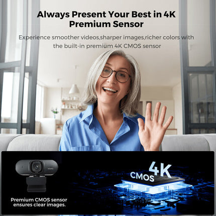 Nearity CC200 Webcam 4K UHD 8MP USB-A con Autoenfoque y Micrófonos Duales