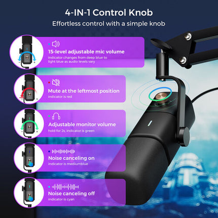 NearStream AM10X Micrófono dinámico XLR USB brazo ajustable cancelación ruido