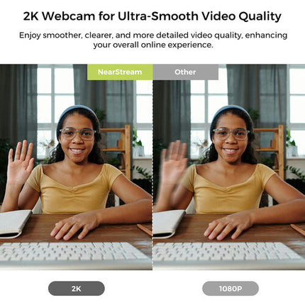NearStream V02AF Webcam 2MP 1080p 60 fps USB-A con micrófono AI
