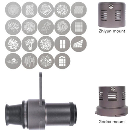 DigitalFoto Solution Limited Mini Snoot Proyector 63mm 35° 19 Gobos para Godox y Zhiyun