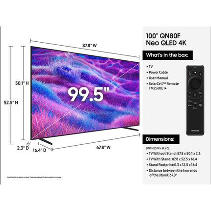 Samsung QN80F 100 Pulgadas 4K HDR Smart TV Neo QLED Mini-LED 120 Hz
