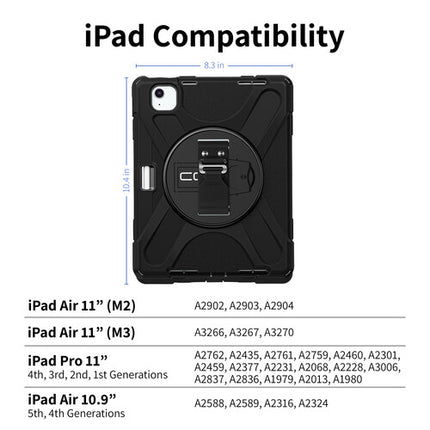 CODi Rugged Case para iPad Air 11" M3 con correa y soporte giratorio