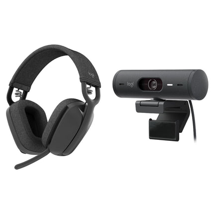 Logitech Brio 500 Webcam Full HD 1080p 90° Zoom + Zone Vibe 100 Auriculares inalámbricos