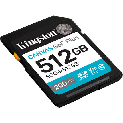 Kingston 512GB Canvas Go! Plus Tarjeta de Memoria SDXC UHS-I 200MB/s Lectura 160MB/s Escritura