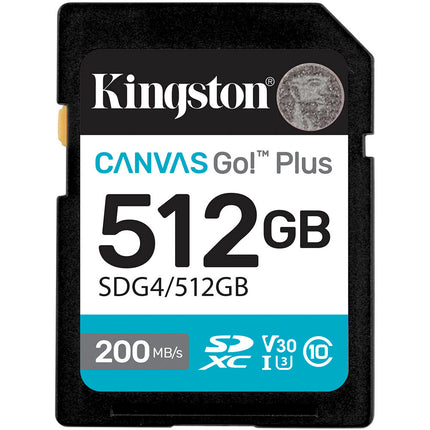 Kingston 512GB Canvas Go! Plus Tarjeta de Memoria SDXC UHS-I 200MB/s Lectura 160MB/s Escritura