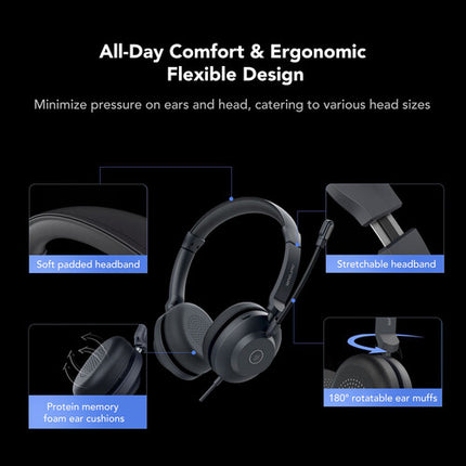 Nuroum HP21 Auriculares estéreo USB con micrófono cancelador de ruido y control integrado