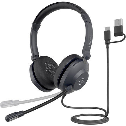 Nuroum HP21 Auriculares estéreo USB con micrófono cancelador de ruido y control integrado