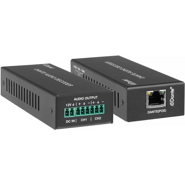 KanexPro Decodificador de Audio Dante a Analógico 2 Canales PoE 24-Bit 96 kHz