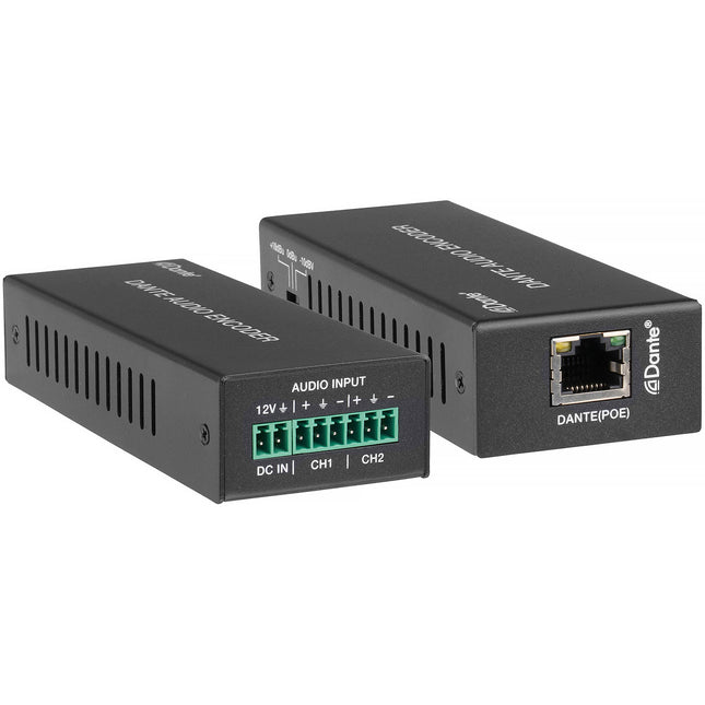 KanexPro Codificador de Audio Analógico a Dante 2 Canales PoE 24 Bit 96 kHz