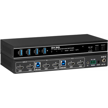 KanexPro 2x1 8K60 HDMI Switcher KVM Dual Display UHD 8K60 4 HDMI Inputs