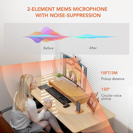 Nuroum V15AFL Webcam 4MP 2K 30fps Luz Anillo USB-A FOV 75°