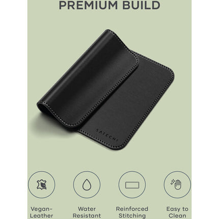 Satechi Mouse Pad de Cuero Vegano Negro Resistente al Agua Durable