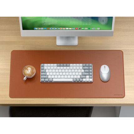 Satechi Premium Desk Mat de cuero vegano marrón resistente al agua