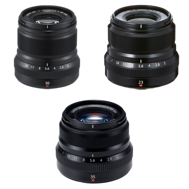 FUJIFILM XF Lentes 50mm 35mm 23mm f2 WR con Kit de Cuidado Negro