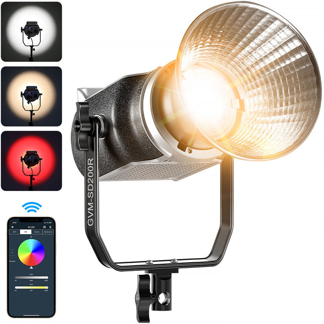 GVM SD200R Lámpara LED de Estudio RGB Bi-Color 200W 2700-7500K con Difusor
