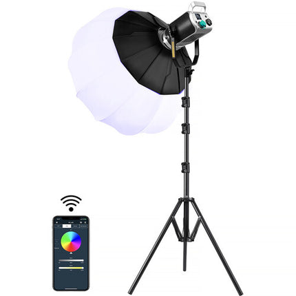 GVM SD200R Kit de Foco LED RGB y Bi-Color 200W 62800 Lux con Soporte y Softbox