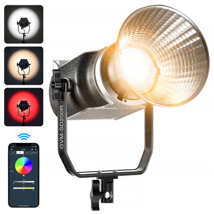 GVM SD200R Kit de Foco LED RGB y Bi-Color 200W 62800 Lux con Soporte y Softbox