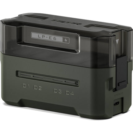 Tilta Estación de Carga Portátil para Baterías LP-E6 Verde 4 Cargas Simultáneas 45W USB-C