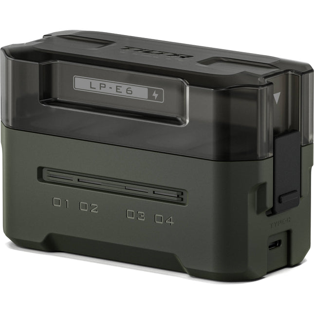 Tilta Estación de Carga Portátil para Baterías LP-E6 Verde 4 Cargas Simultáneas 45W USB-C