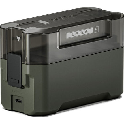 Kit Tilta LP-E6P para cámaras Canon con 2 baterías 2400mAh y cargador USB de 4 bahías verde