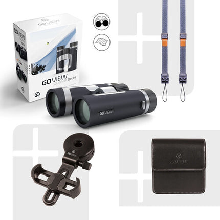 GOVIEW ZOOMR 10x34 Binoculares Compactos Nitrogenados Kit Completo
