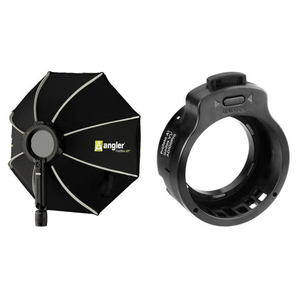 Angler FastBox Softbox de 20" para flashes Profoto A1 y Godox V1 kit ligero con adaptador y ángulo ajustable