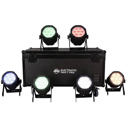 American DJ ElectraPix Par 7 Pak Luz LED RGBAL+UV 20W 17° 6 Unidades Kit