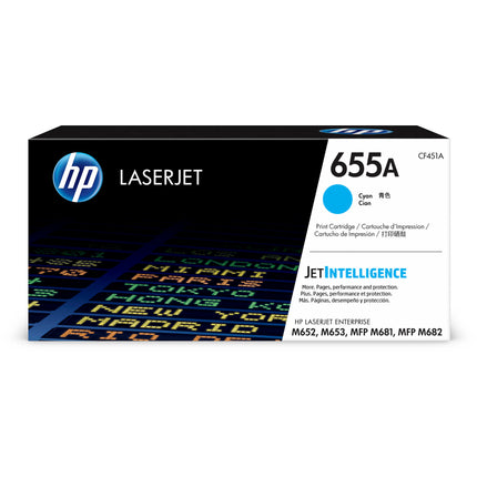 Cartucho de tóner azul HP 655A para impresoras LaserJet Enterprise M681f M652dn M653dn
