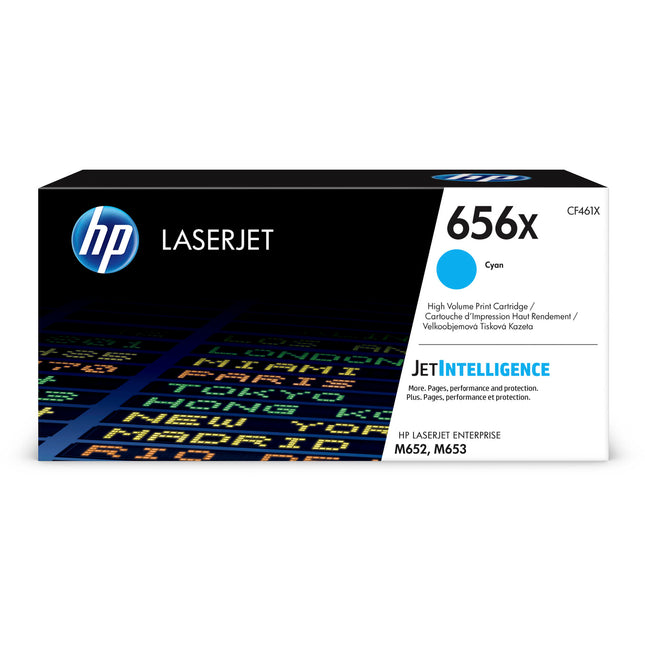HP 656X Cartucho de tóner cian para impresoras LaserJet Enterprise M653 y M652